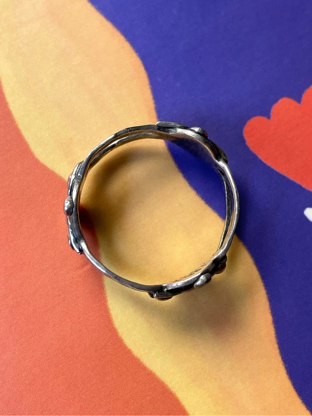 Signed vintage Taxco stamped sterling silver modernist ring sz 8-8.25